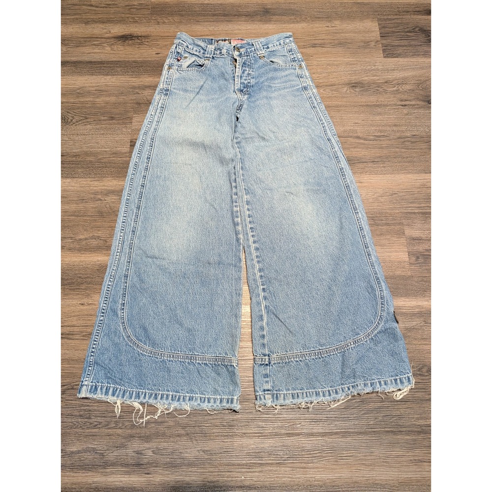 Vintage Kik Girl Wide Leg Jeans Light Wash Baggy Rave Denim 90s Y2K Size 3